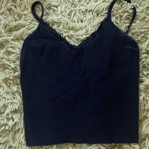 black lace spaghetti strap cropped brandy melville tank top